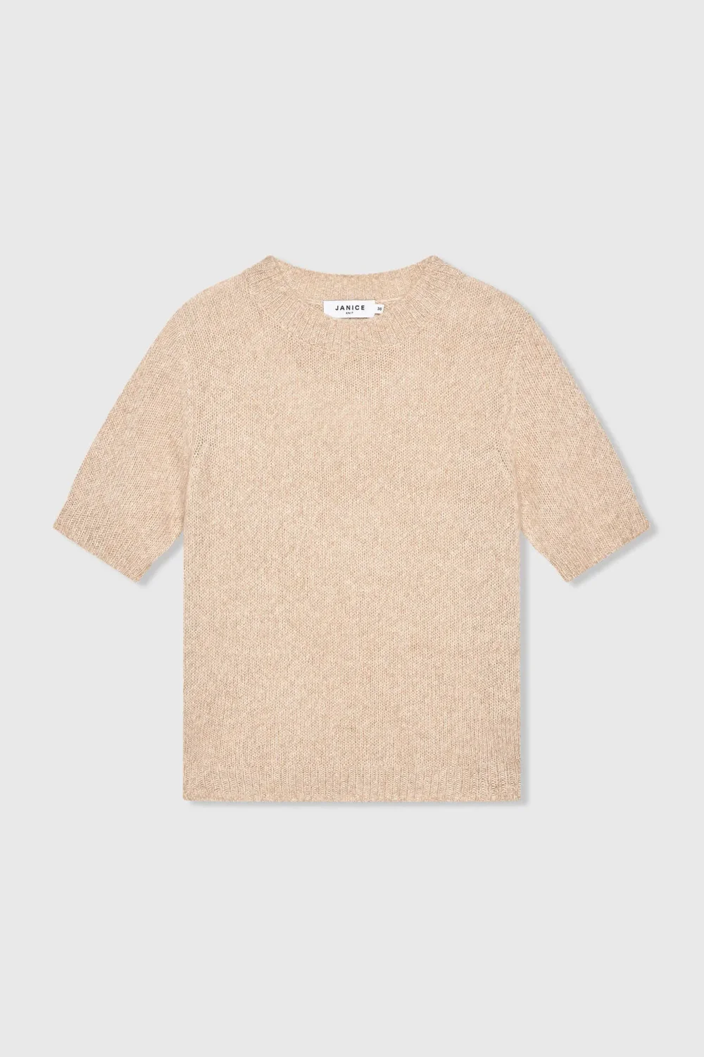 Women's Cashmere Short-Sleeve Sweater, Beige, Eloi