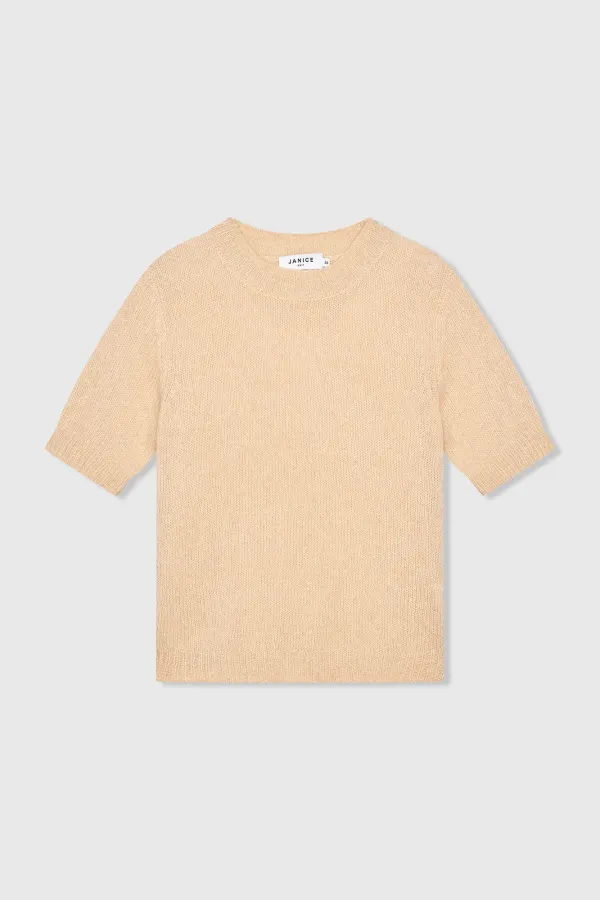 Cashmere Dames Truitje Korte Mouw Creme Eloi