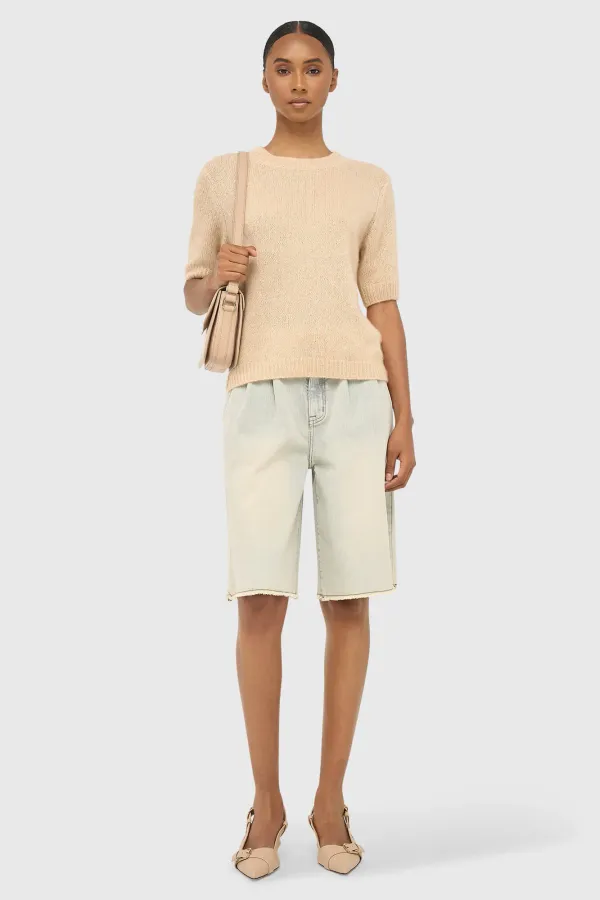 Cashmere Dames Truitje Korte Mouw Creme Eloi