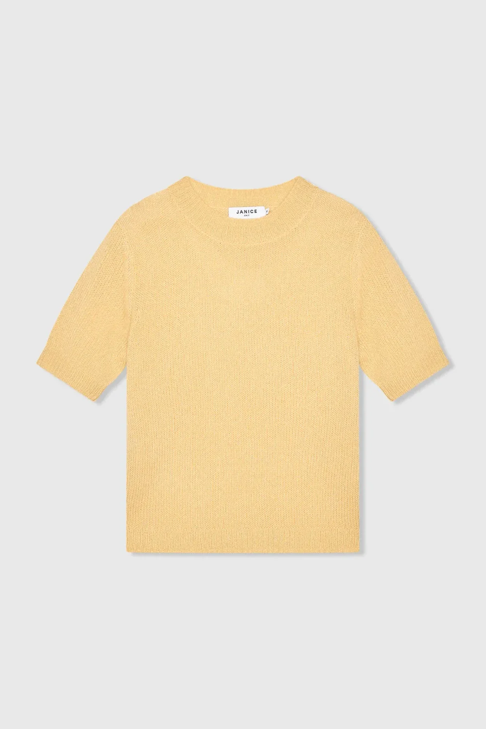 Women's Short-Sleeve Cashmere Sweater, Yellow, Eloi