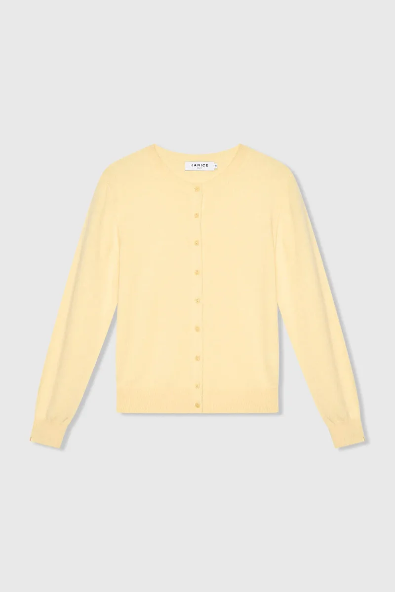 Kaschmir-Strickjacke für Damen, gelb, Lucas
