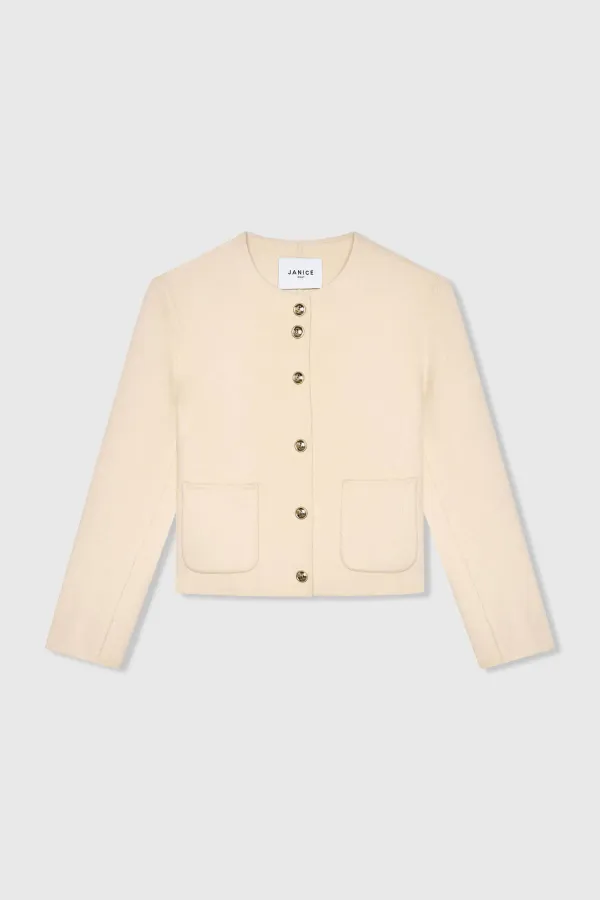 Kaschmir-Damenjacke, kurz, Vince, Double Face, beige