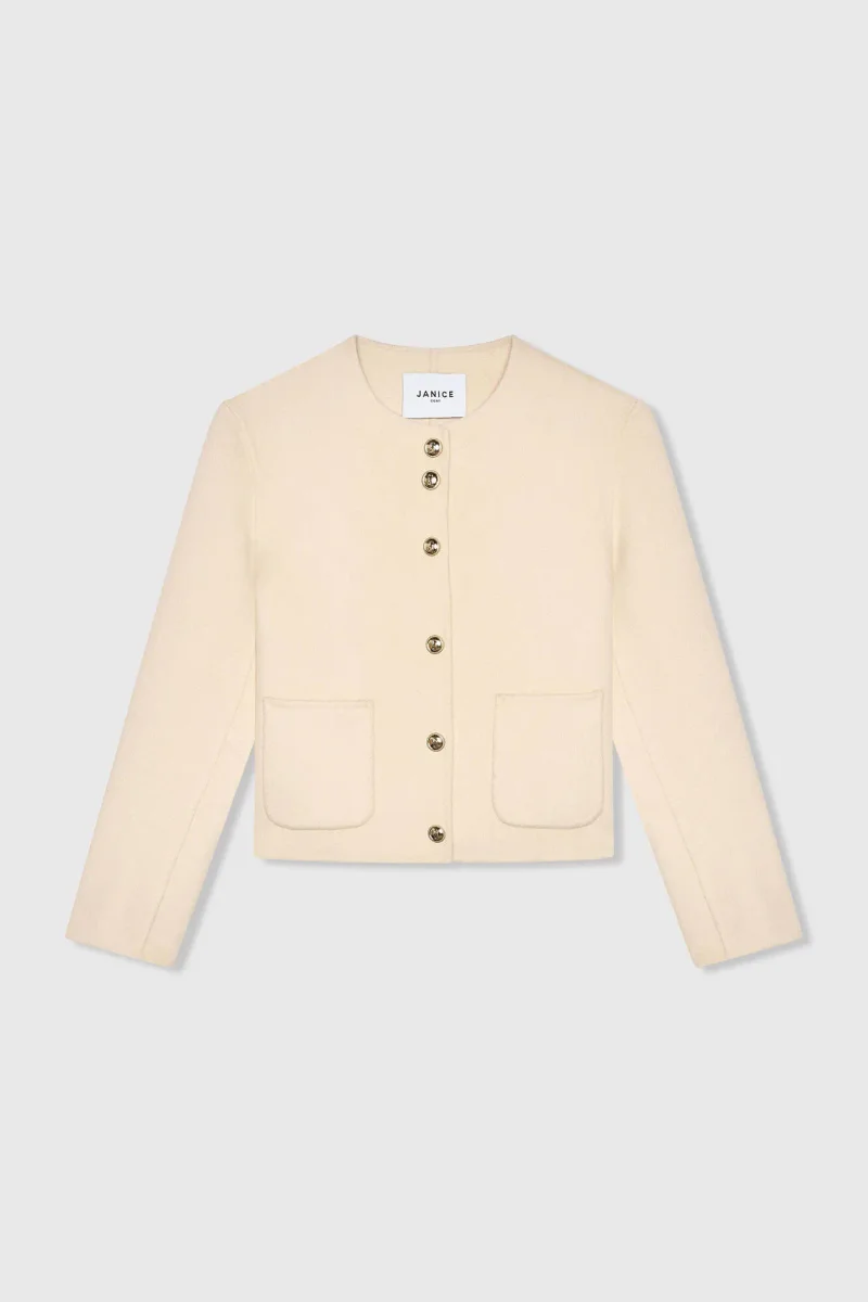 Kaschmir-Damenjacke, kurz, Vince, Double Face, beige