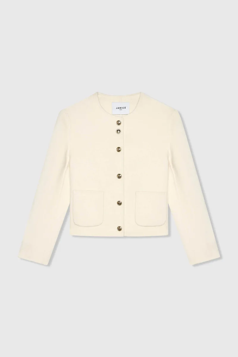 Cashmere Jas Dames Kort Vince Double Face Off White
