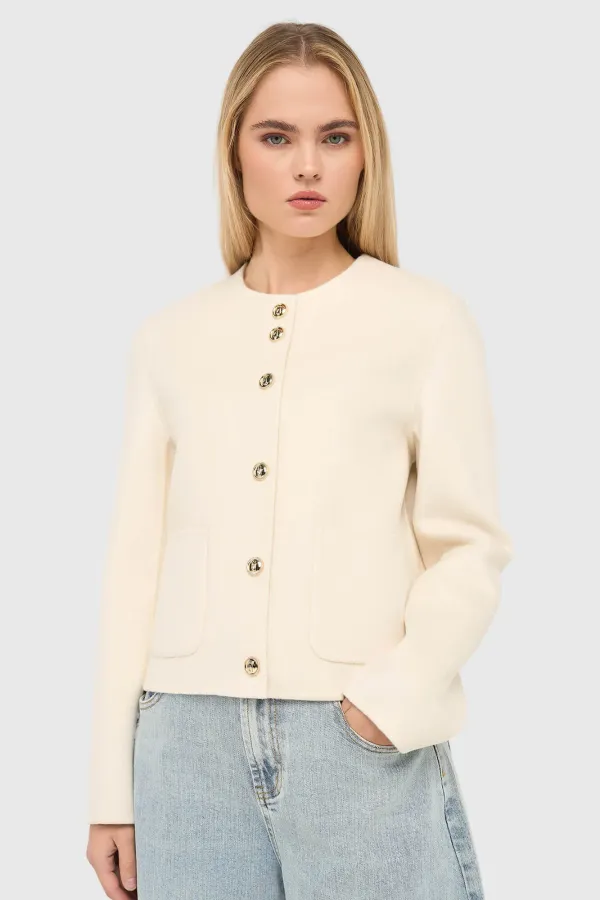Cashmere Jas Dames Kort Vince Double Face Off White
