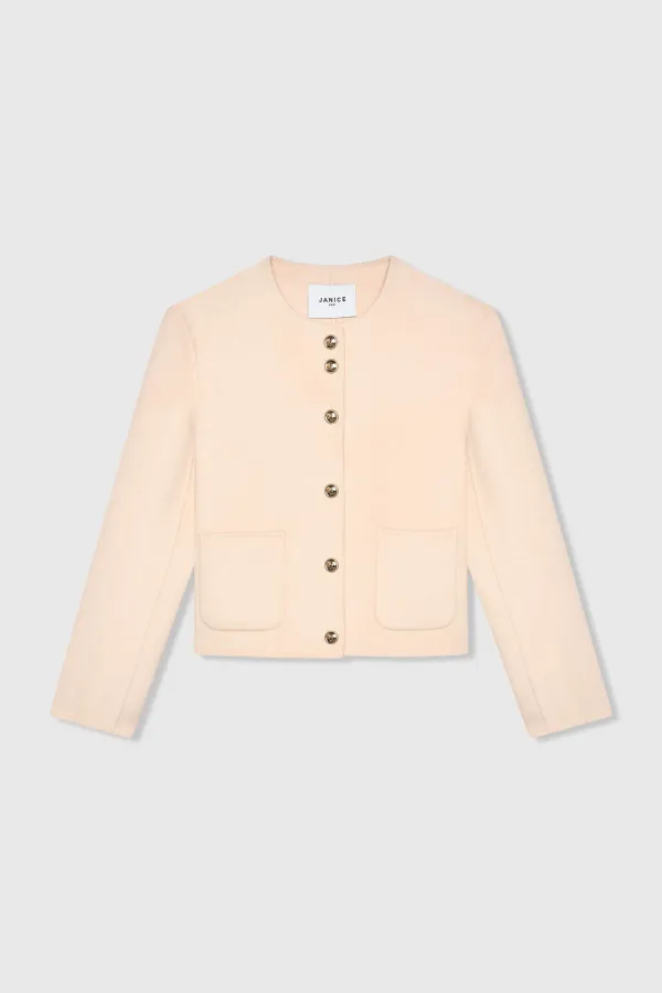 Kurzarm-Kaschmirjacke für Damen von Vince, Double Face, Pfirsich
