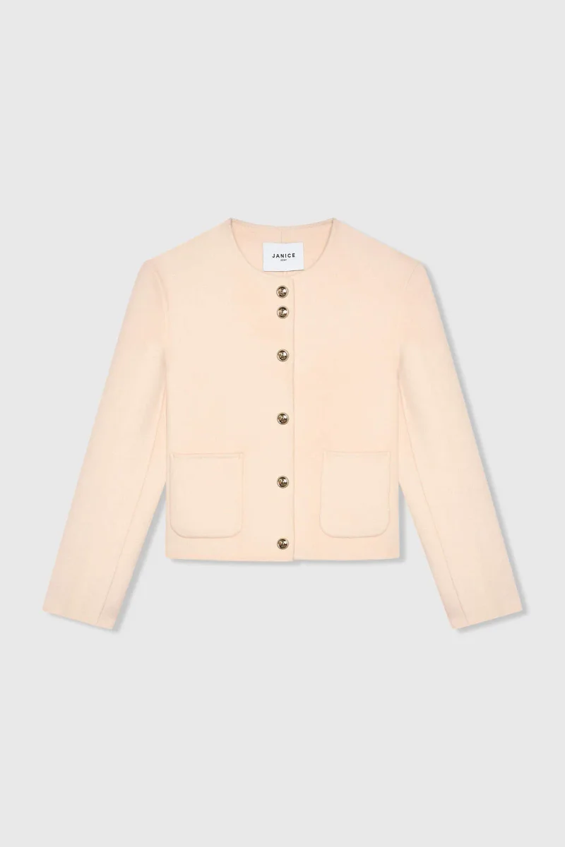 Kurzarm-Kaschmirjacke für Damen von Vince, Double Face, Pfirsich