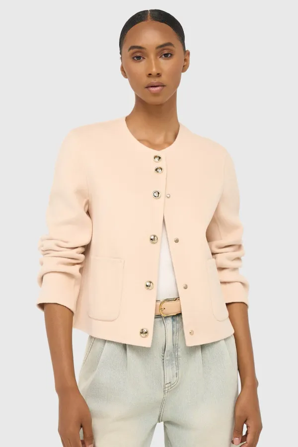 Kurzarm-Kaschmirjacke für Damen von Vince, Double Face, Pfirsich