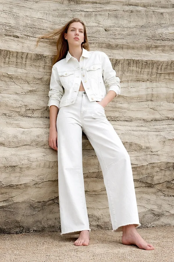 Barrel-Jeans für Damen, mittlere Leibhöhe, weiß, Größe 183, Billy