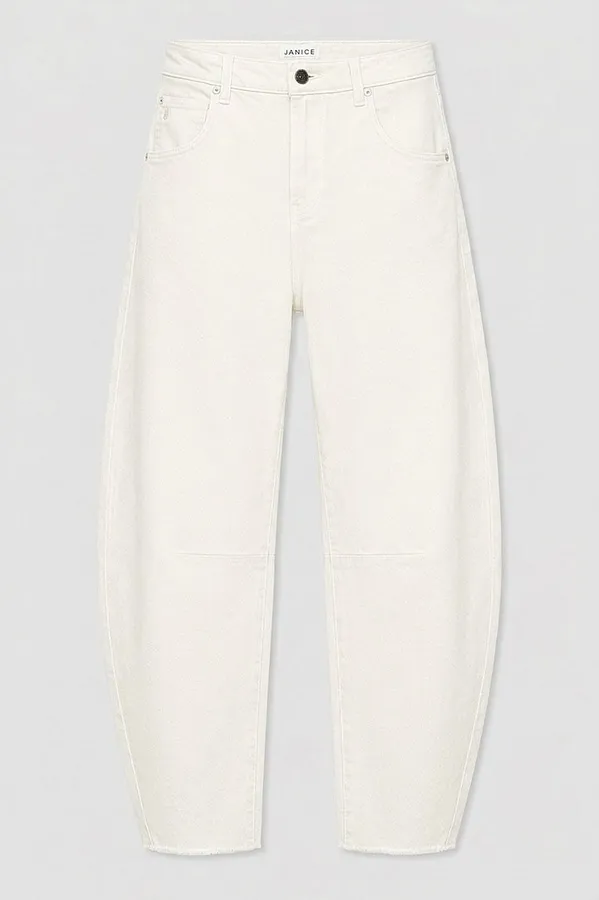 Barrel-Jeans für Damen, mittlere Leibhöhe, weiß, Größe 183, Billy