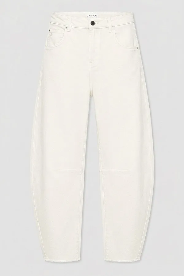Women's Mid-Rise White Barrel Jeans 183 Billy