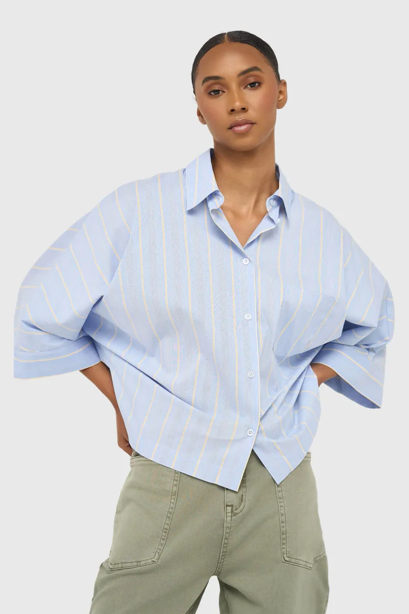 Women's Striped Blue Blouse by Carl