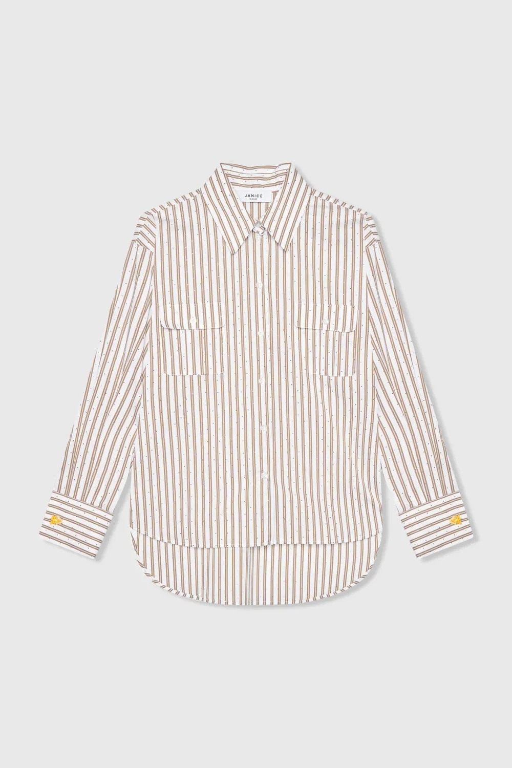 Women's Striped Brown Blouse by Ilan