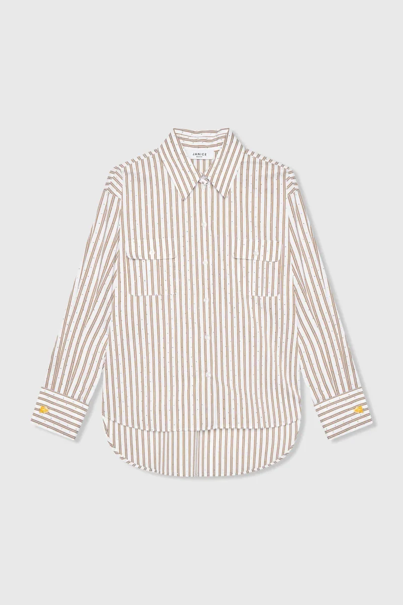 Women's Striped Brown Blouse by Ilan