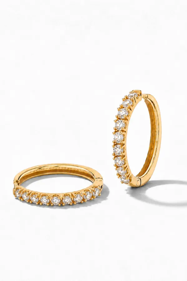 Gouden Oorbellen Huggy Loops Zirkonia Copain Medium