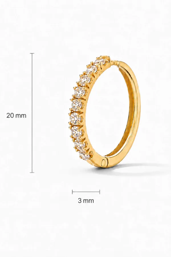 Gouden Oorbellen Huggy Loops Zirkonia Copain Medium