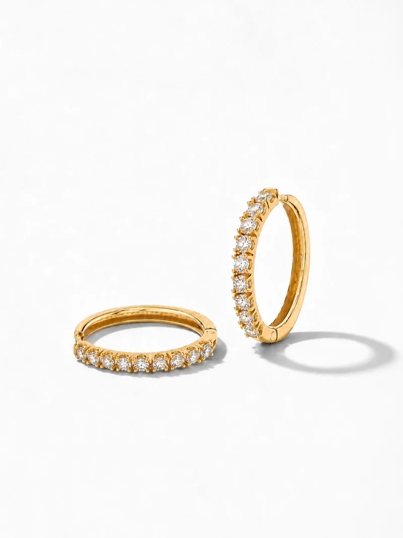 Gouden Oorbellen Huggy Loops Zirkonia Copain Small