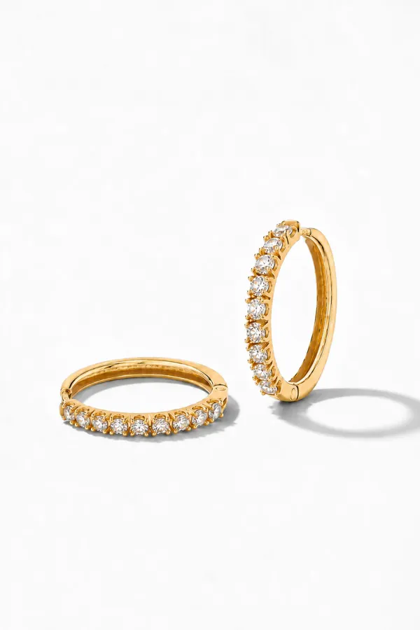 Gouden Oorbellen Huggy Loops Zirkonia Copain Small