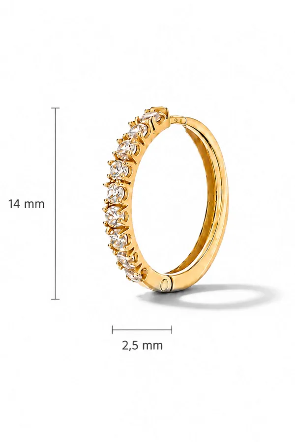 Gouden Oorbellen Huggy Loops Zirkonia Copain Small