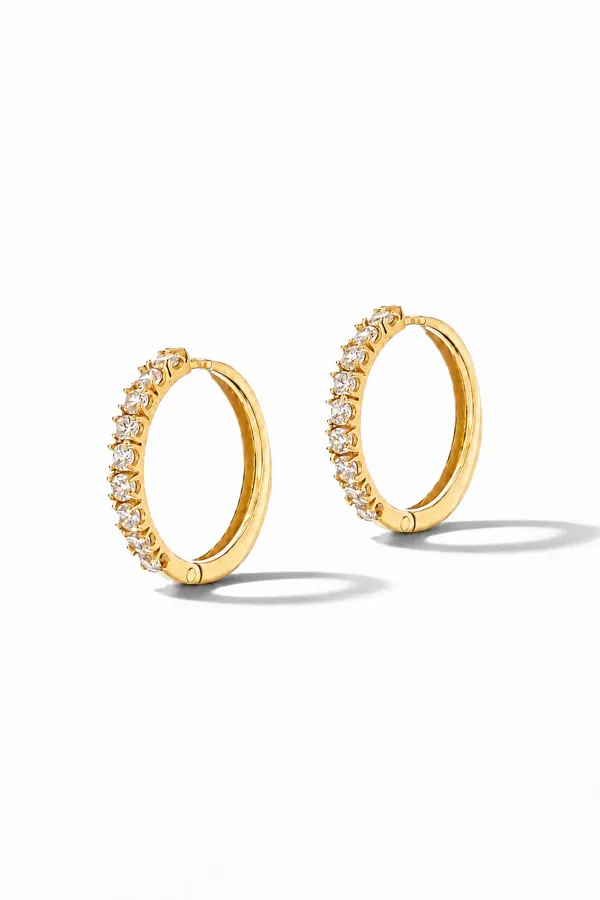 Gouden Oorbellen Huggy Loops Zirkonia Copain Small