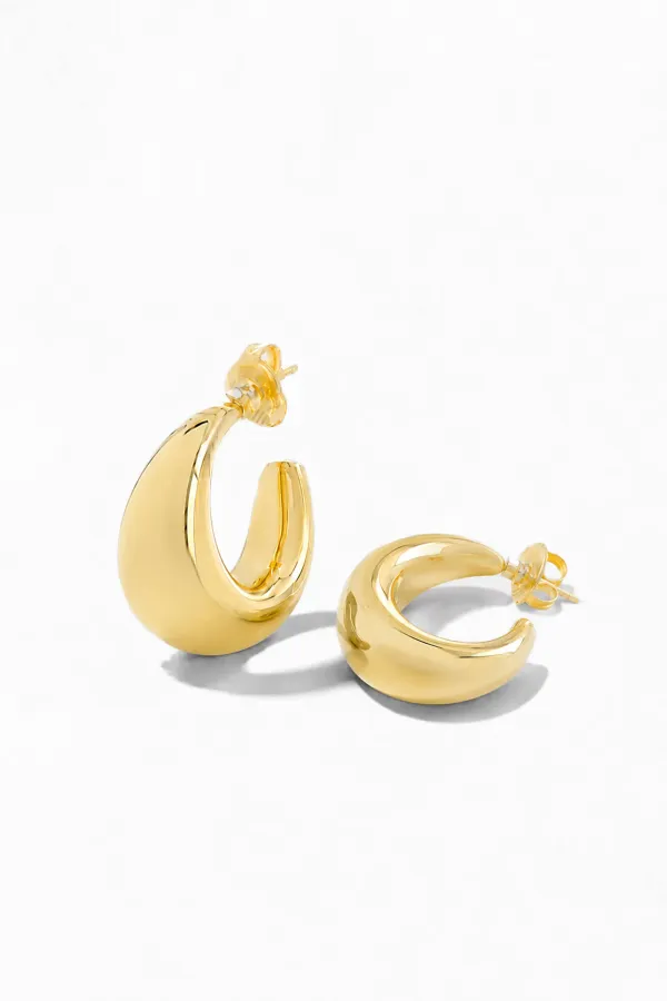 Gouden Oorbellen Creolen Chunky Drops Fargo Medium