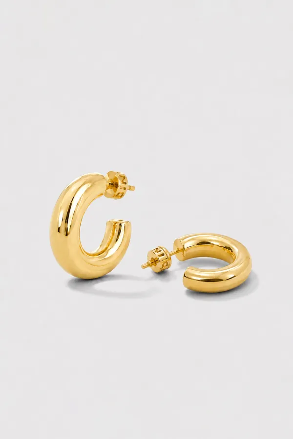 Gouden Oorbellen Creolen Chunky Hoops Hudson Small