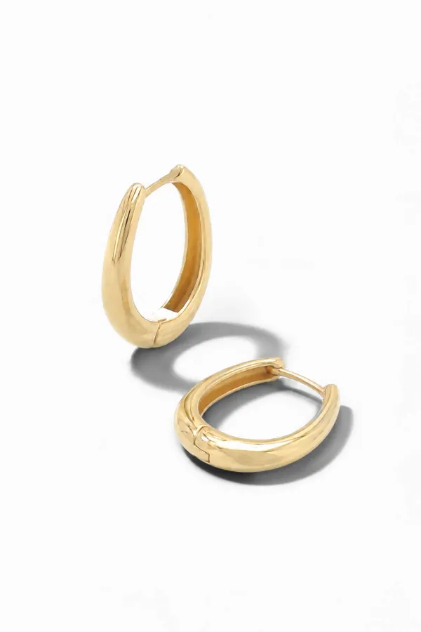 Gouden Oorbellen Oval Linked Hoop Creolen Logan Medium