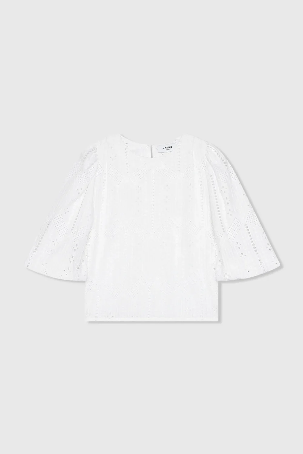 Women's Puffed-Sleeve Top by Elian in White Lace