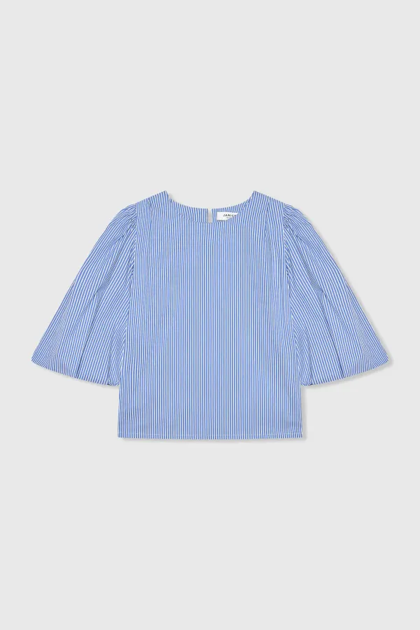 Women's Puffed-Sleeve Striped Top by Elian in Blue