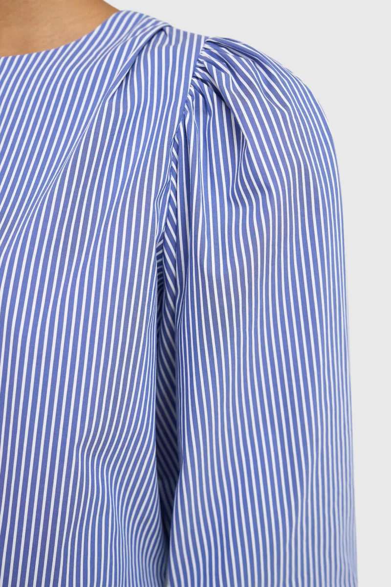 Women's Puffed-Sleeve Striped Top by Elian in Blue