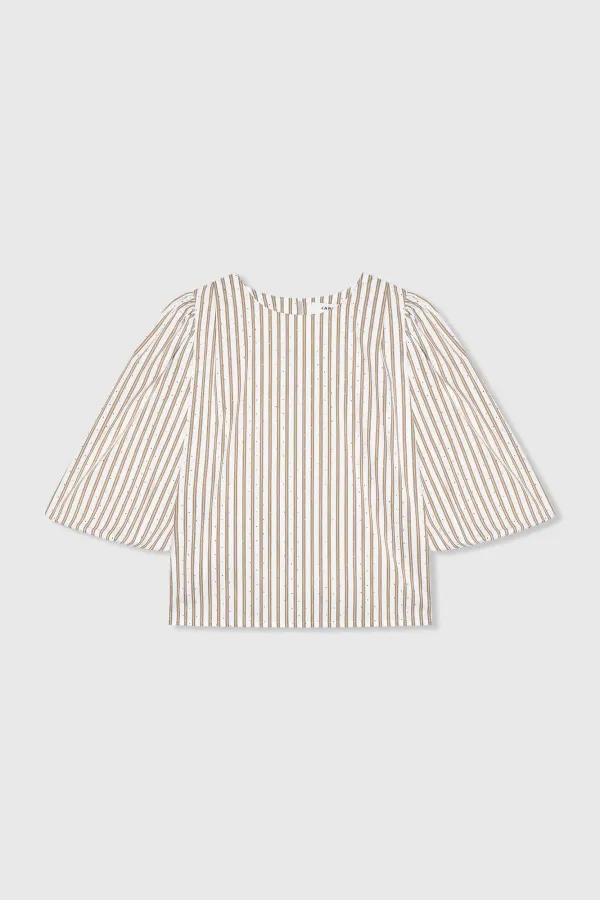 Women's Puffed-Sleeve Striped Top by Elian in Brown