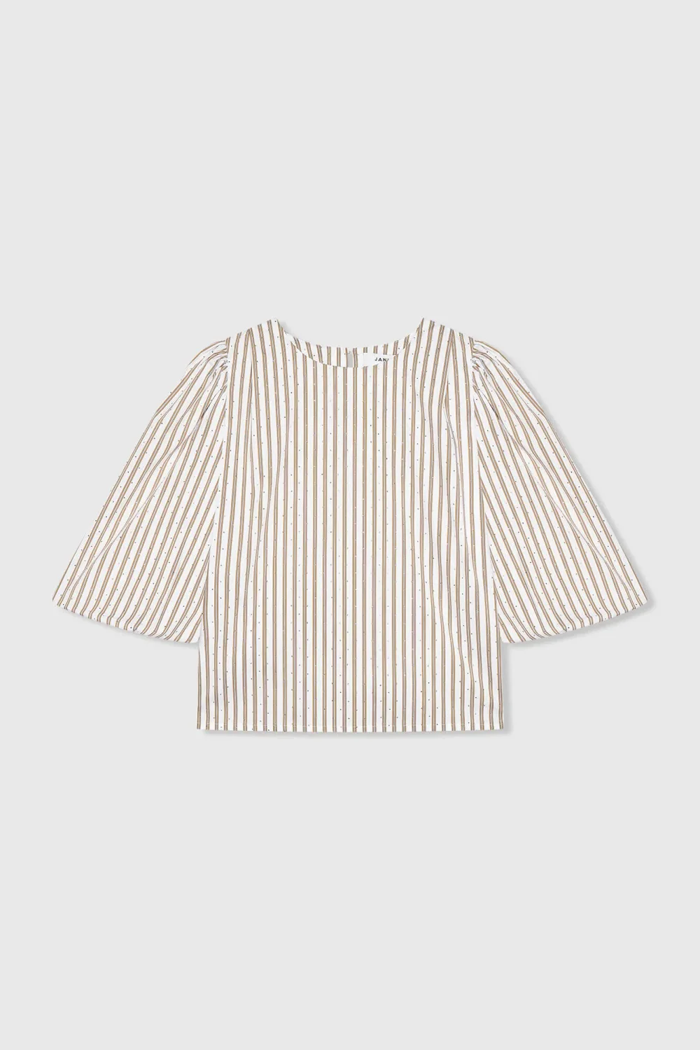 Women's Puffed-Sleeve Striped Top by Elian in Brown