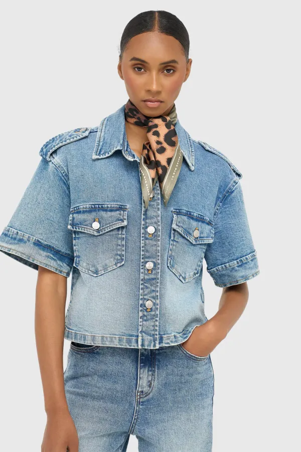 Women's Denim Blouse, Spike Blue, 786