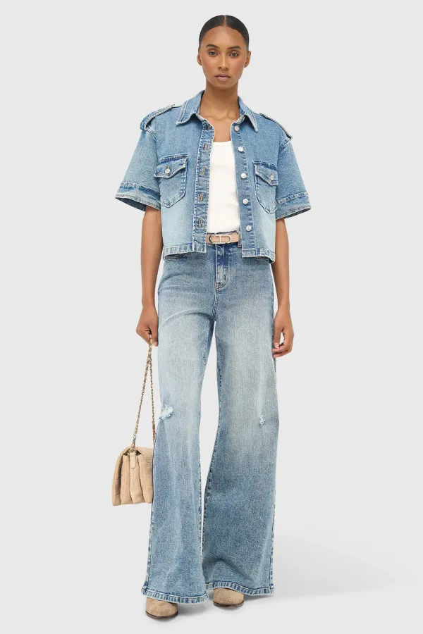 Denim-Bluse für Damen, Spike, Blau, 786