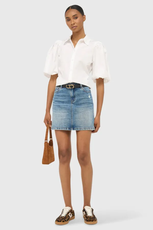 Benson Short Denim Skirt, Blue, Size 379