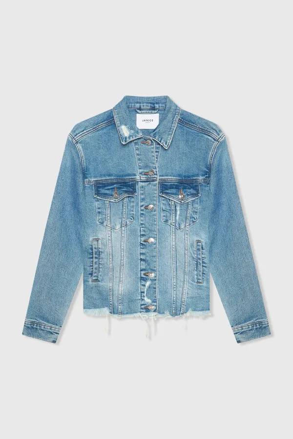 Denim-Jeansjacke mit Stretchanteil für Damen von Gregory, blau, Größe 379