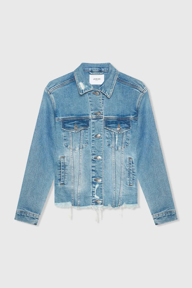 Denim-Jeansjacke mit Stretchanteil für Damen von Gregory, blau, Größe 379
