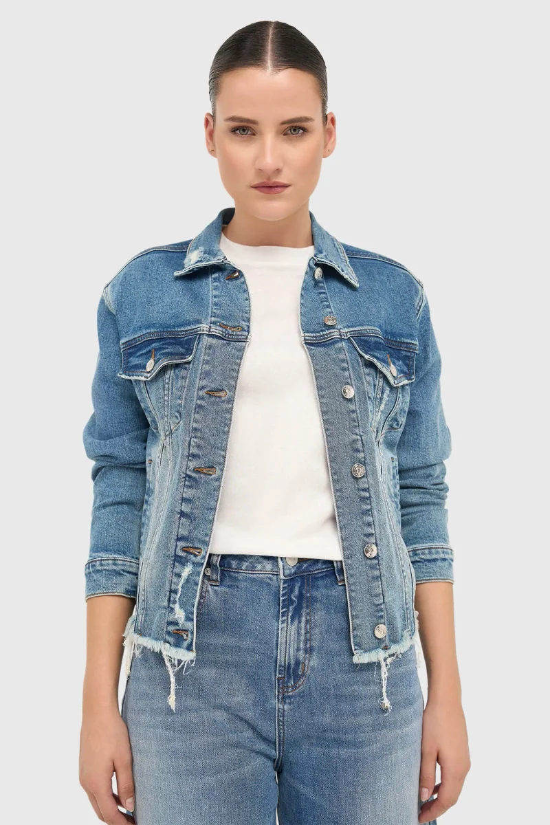 Denim-Jeansjacke mit Stretchanteil für Damen von Gregory, blau, Größe 379