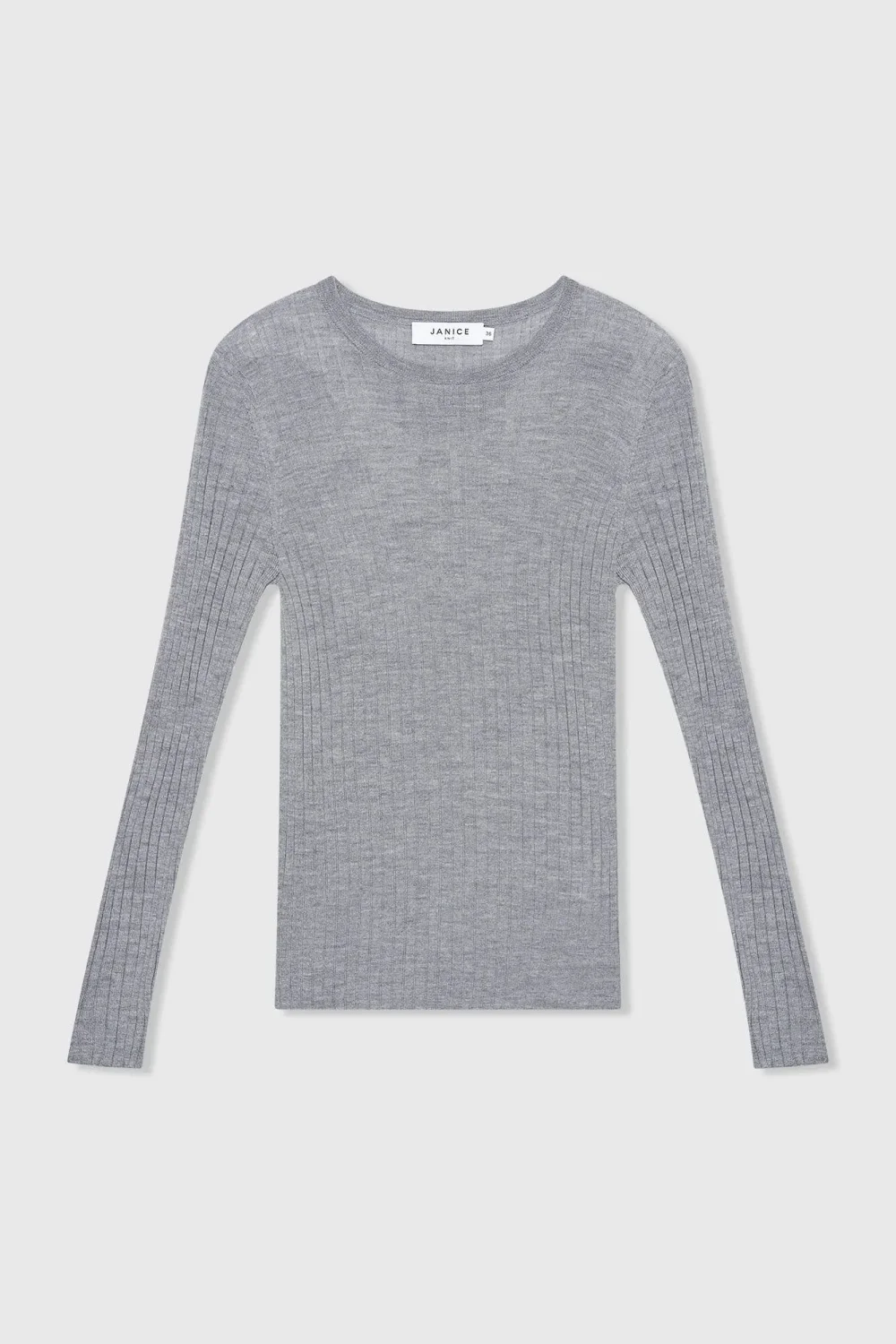 Merinowolle-Pullover mit langen Ärmeln, Lyle-Grau