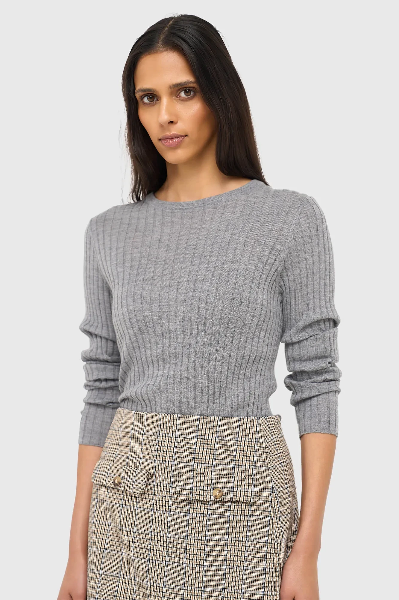 Merino Wool Long-Sleeve Sweater, Lyle Gray