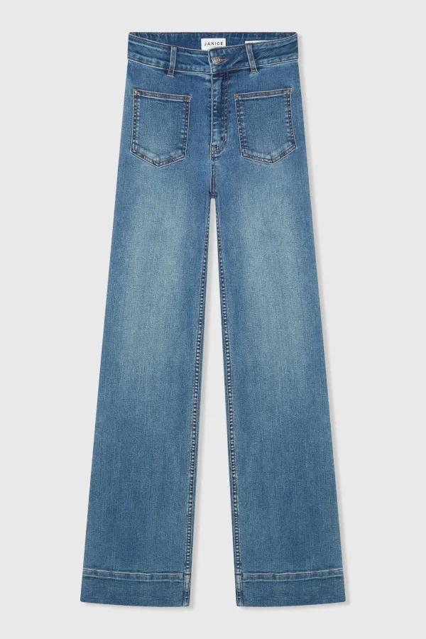 Flared Fit Women's Stretch Mid-Rise Jeans, Jagger Blue 932