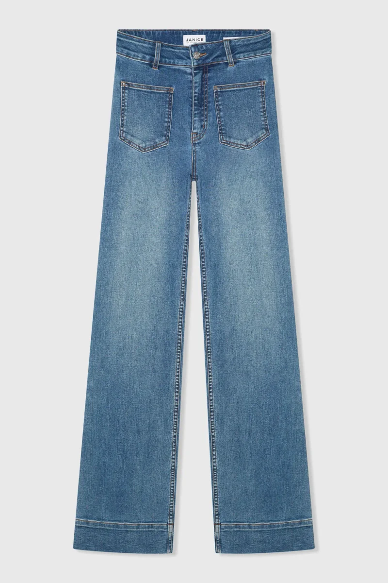 Flared Fit Women's Stretch Mid-Rise Jeans, Jagger Blue 932