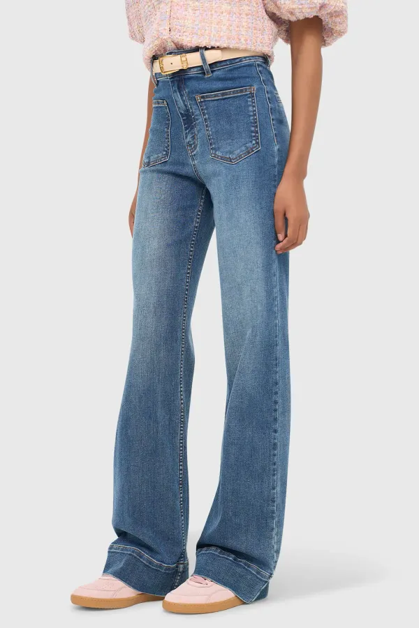 Flared Fit Women's Stretch Mid-Rise Jeans, Jagger Blue 932