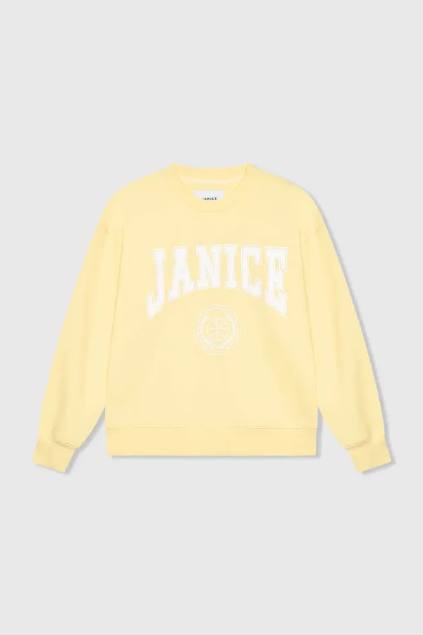 Gelber Damenpullover aus Baumwolle mit Owen-Logo