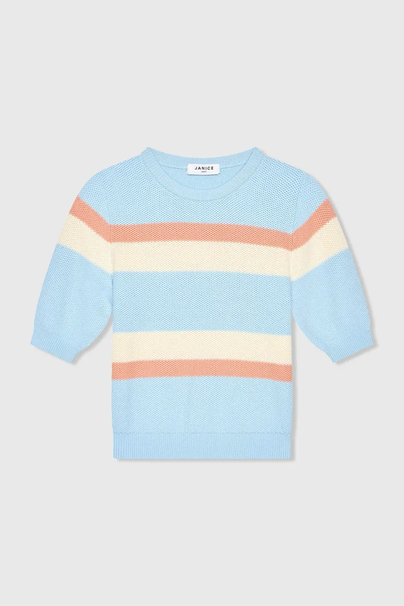 Gestreifter Baumwollpullover für Damen „Dominic“ in Blau