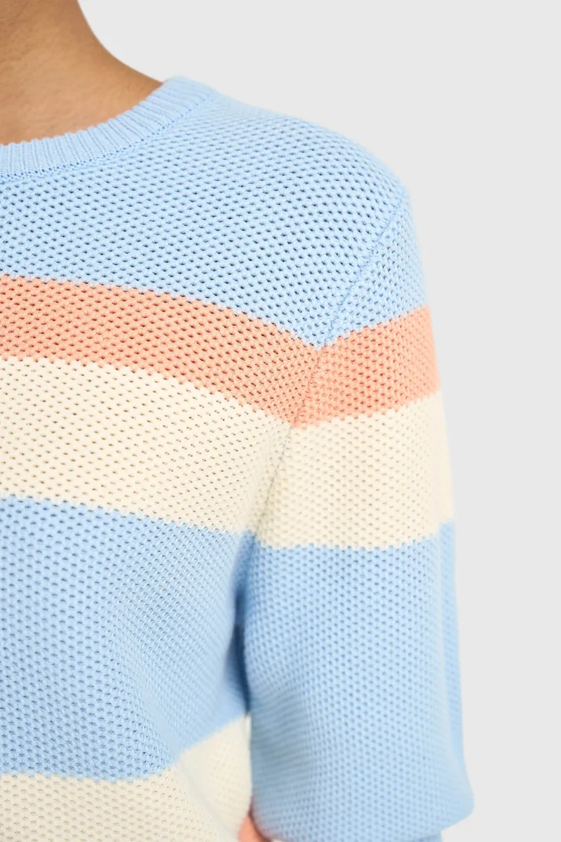 Gestreifter Baumwollpullover für Damen „Dominic“ in Blau