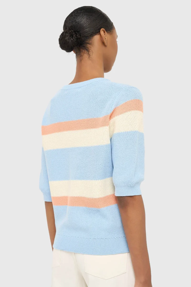Gestreifter Baumwollpullover für Damen „Dominic“ in Blau