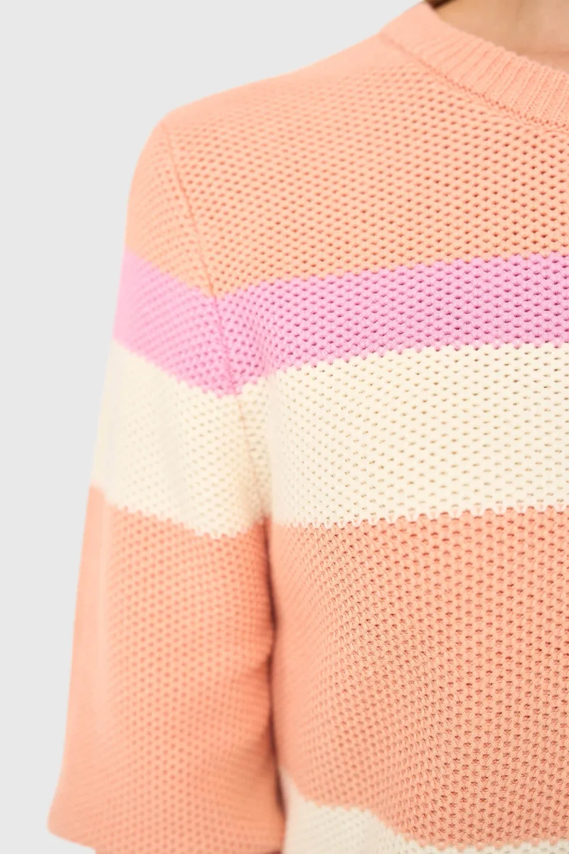 Striped Cotton Women's Sweater Dominic Peach