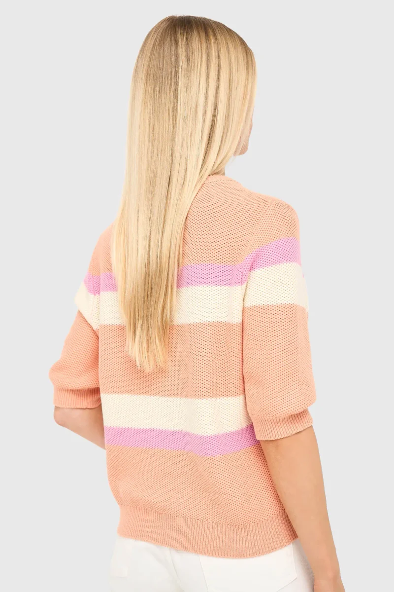 Striped Cotton Women's Sweater Dominic Peach