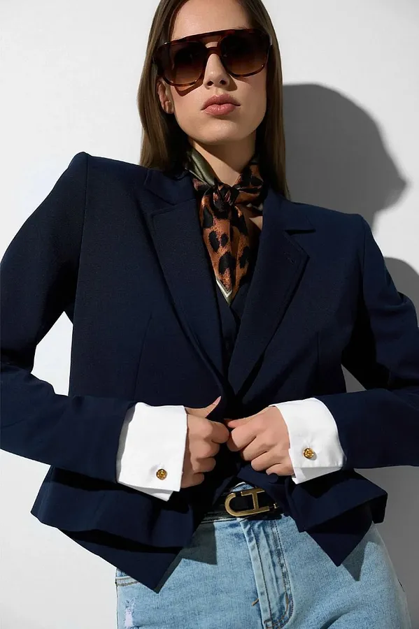 Damen-Blazer, kurz, blau, Stan